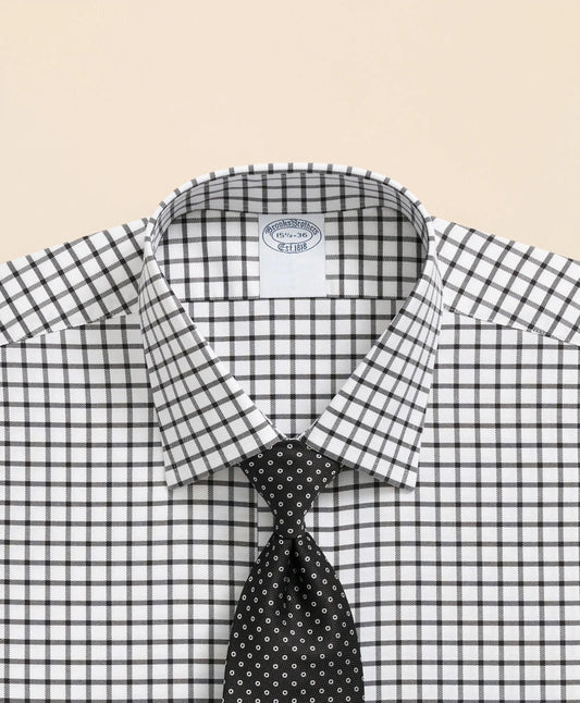 Stretch Supima® Cotton Non-Iron Twill Ainsley Collar, Windowpane Dress Shirt | Brooks Brothers sale