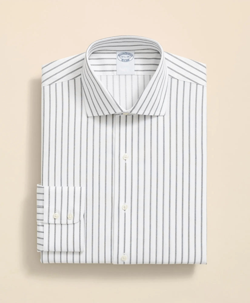 Stretch Supima® Cotton Non-Iron Twill English Spread Collar, Bold Stripe Dress Shirt | Brooks Brothers discount