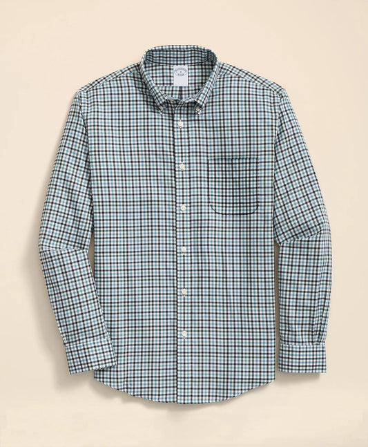 Stretch Supima® Cotton Non-Iron Twill Polo Button Down, Check Sport Shirt | Brooks Brothers cheap