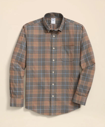 Stretch Supima® Cotton Non-Iron Twill Polo Button Down, Glen Plaid Sport Shirt | Brooks Brothers discount