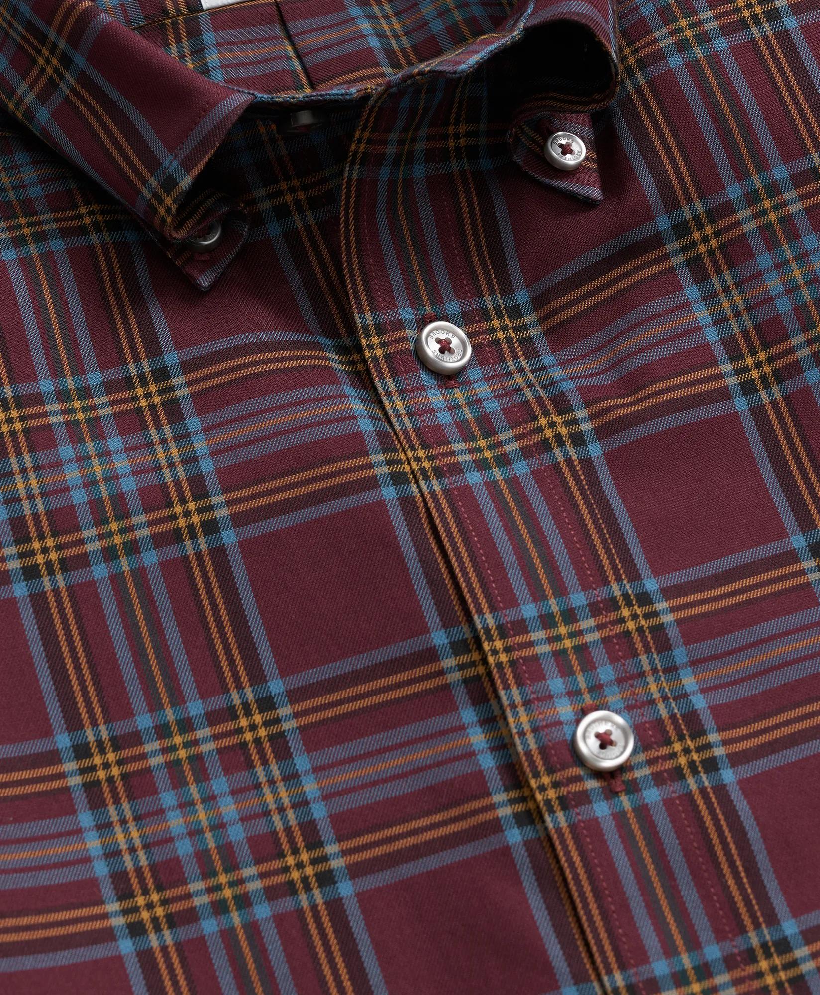 Stretch Supima® Cotton Non-Iron Twill Polo Button Down, Plaid Sport Shirt | Brooks Brothers sale