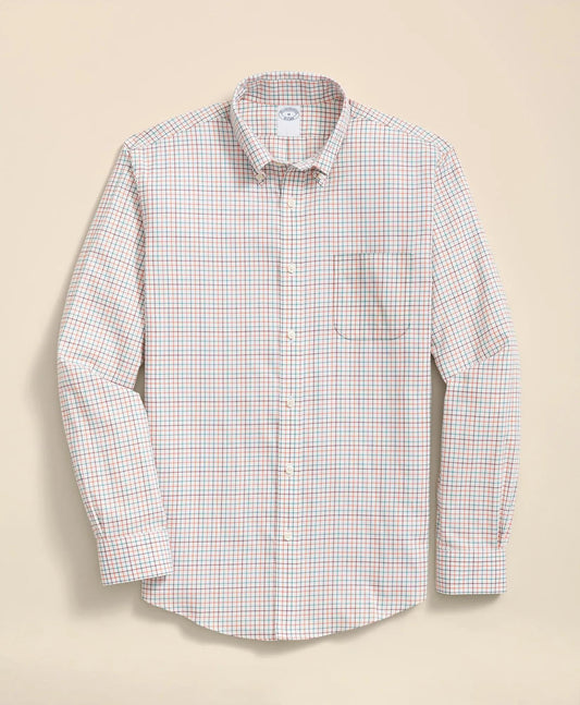 Stretch Supima® Cotton Non-Iron Twill Polo Button Down, Tattersall Sport Shirt | Brooks Brothers sale