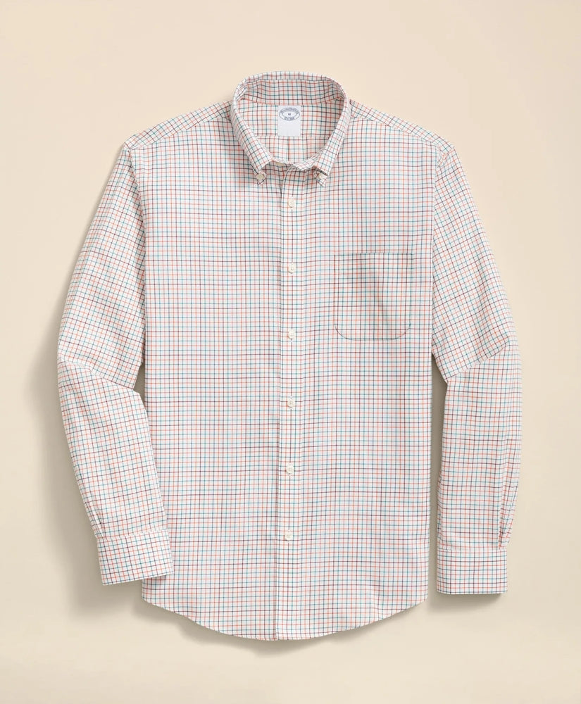 Stretch Supima® Cotton Non-Iron Twill Polo Button Down, Tattersall Sport Shirt | Brooks Brothers sale - US 2554