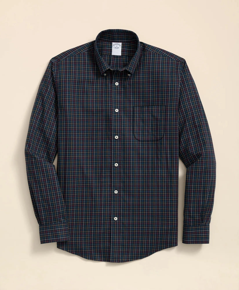 Stretch Supima® Cotton Non-Iron Twill Polo Button Down, Tattersall Sport Shirt | Brooks Brothers sale - US 2554