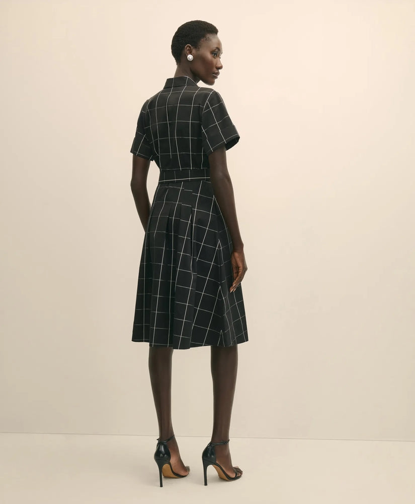 Supima® Cotton Belted Windowpane Shirt Dress | Brooks Brothers sale