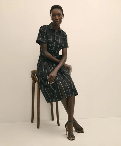 Supima® Cotton Belted Windowpane Shirt Dress | Brooks Brothers sale