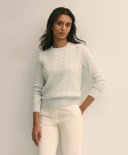 Supima® Cotton Cable Crewneck Sweater | Brooks Brothers discount - US 7065
