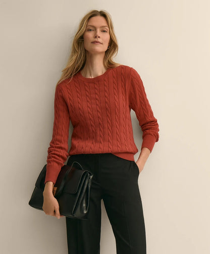 Supima® Cotton Cable Crewneck Sweater | Brooks Brothers discount