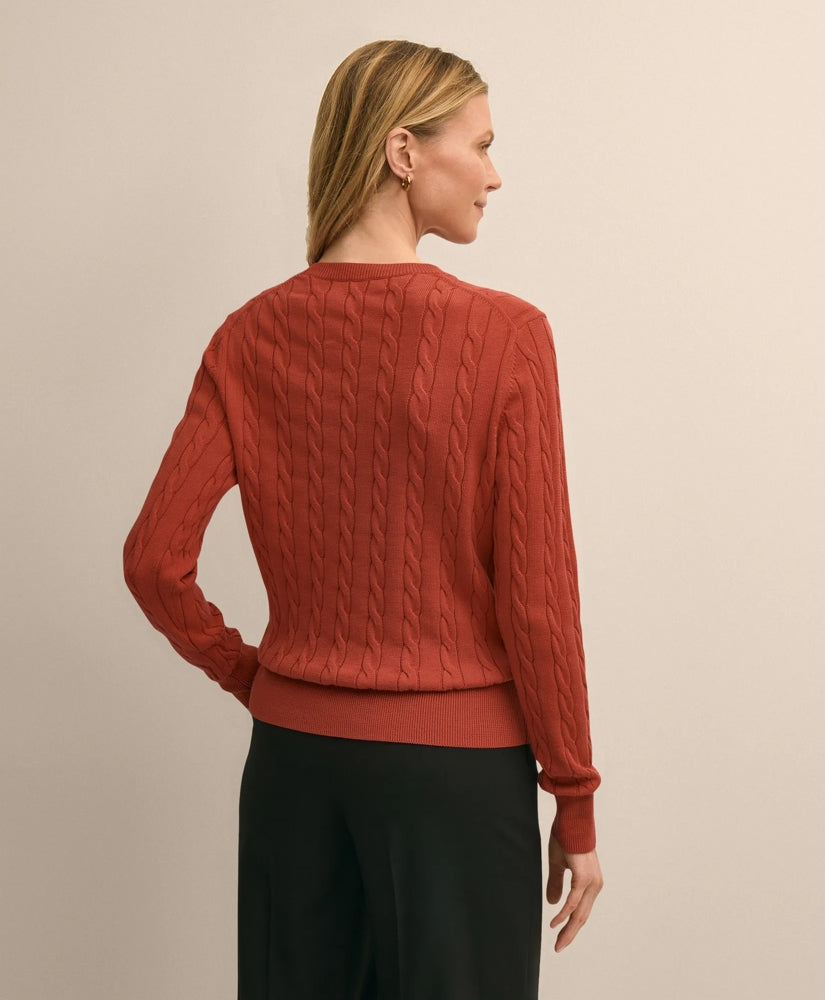 Supima® Cotton Cable Crewneck Sweater | Brooks Brothers discount