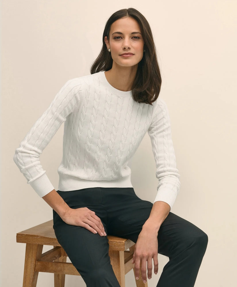 Supima® Cotton Cable Crewneck Sweater | Brooks Brothers online