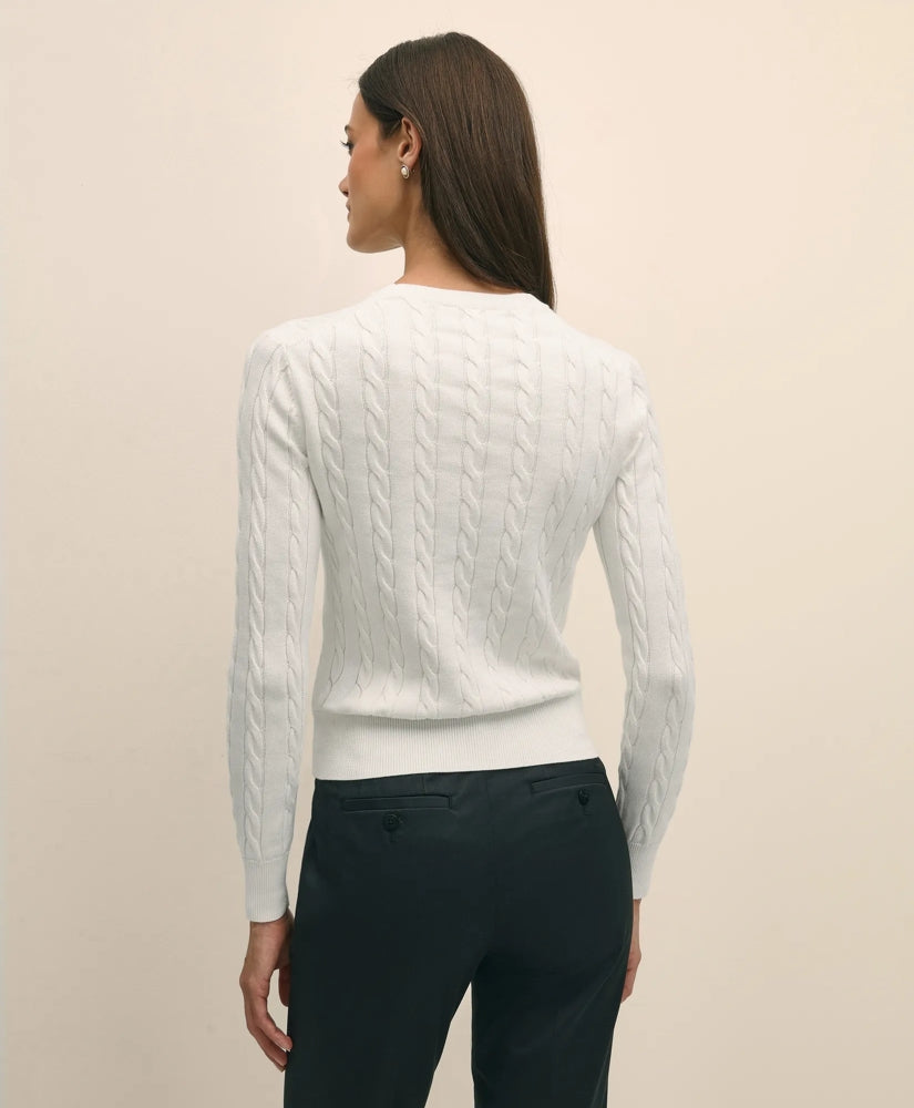 Supima® Cotton Cable Crewneck Sweater | Brooks Brothers online