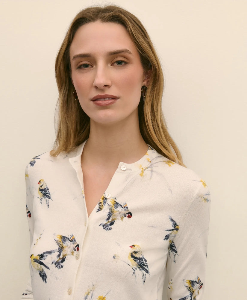 Cotton Cardigan in Bird Print | Brooks Brothers cheap