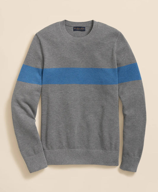 Supima® Cotton Crewneck Chest Stripe Sweater | Brooks Brothers discount