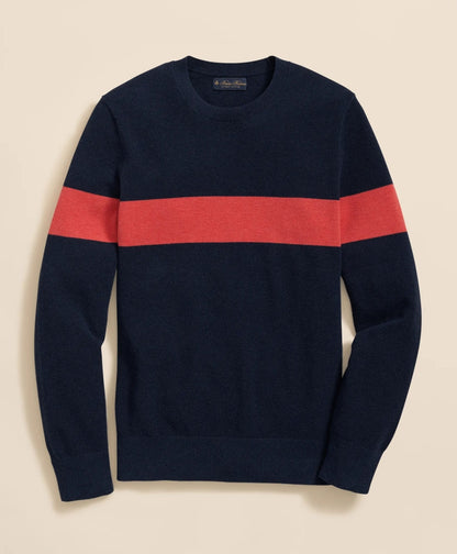 Supima® Cotton Crewneck Chest Stripe Sweater | Brooks Brothers discount - US 6021