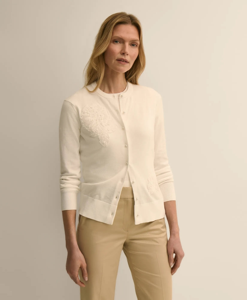 Supima® Cotton Floral Embroidered Cardigan | Brooks Brothers discount