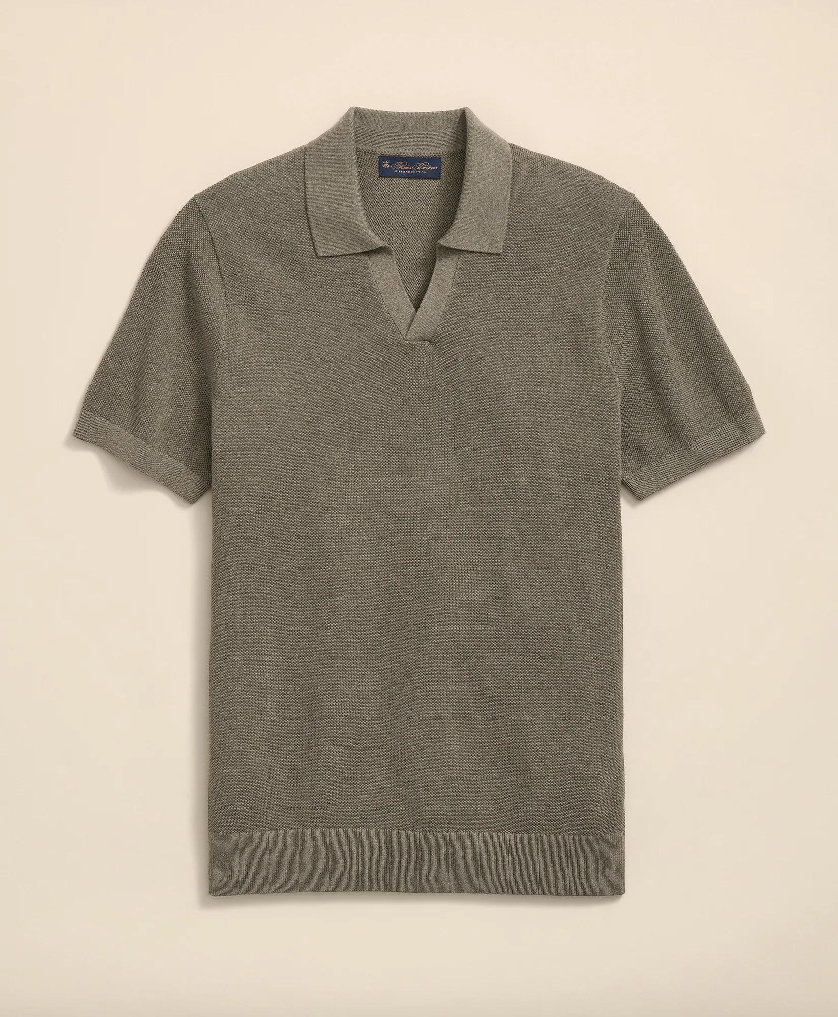 Supima® Cotton Pique Johnny Collar Sweater | Brooks Brothers sale
