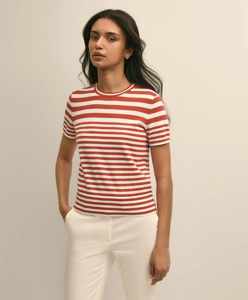 Supima® Cotton Variegated Stripe Short-Sleeve Sweater Shell | Brooks Brothers discount - US 3371