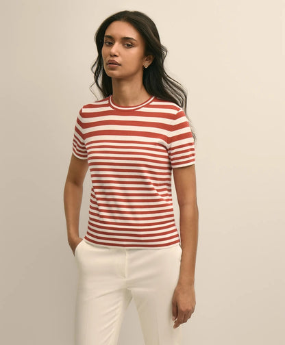Supima® Cotton Variegated Stripe Short-Sleeve Sweater Shell | Brooks Brothers discount - US 3371