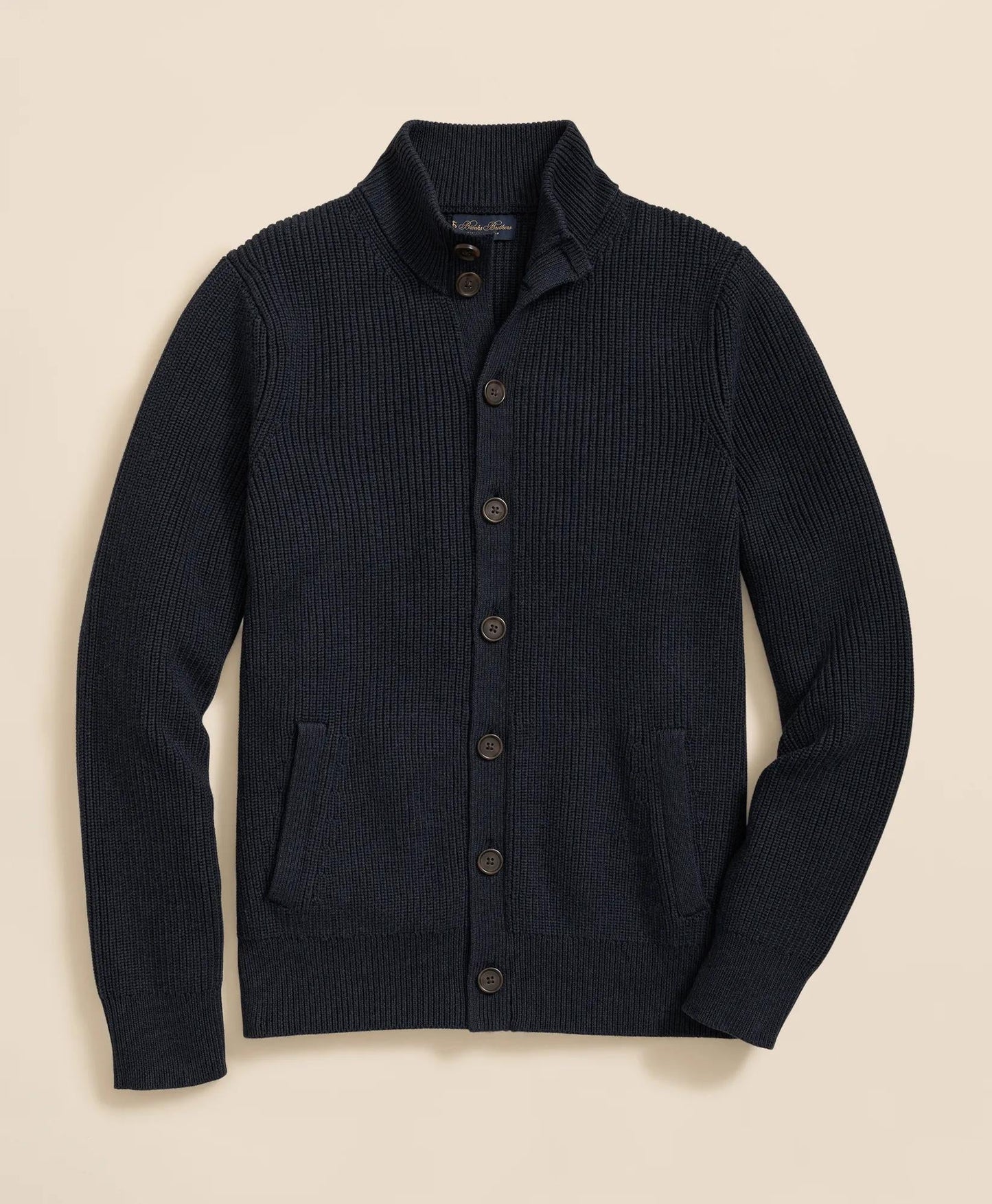 Supima® Cotton Ribbed Mock Neck Cardigan | Brooks Brothers online