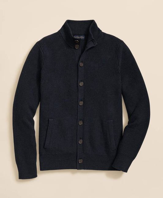 Supima® Cotton Ribbed Mock Neck Cardigan | Brooks Brothers online