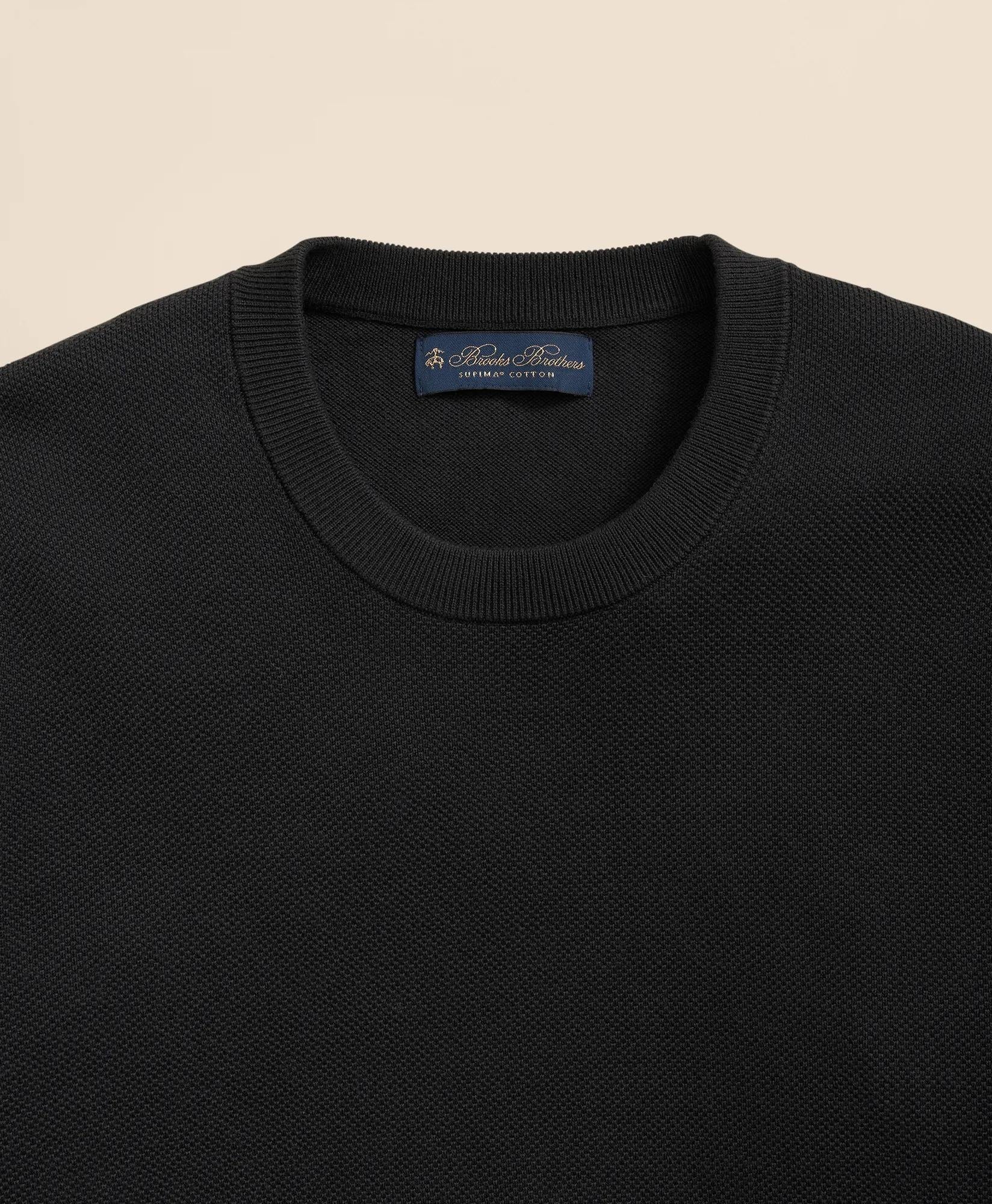 Supima® Cotton Pique Crewneck Sweater | Brooks Brothers on sale