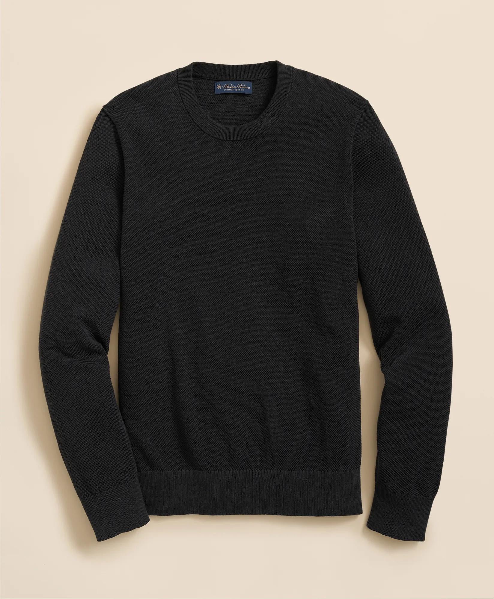 Supima® Cotton Pique Crewneck Sweater | Brooks Brothers on sale