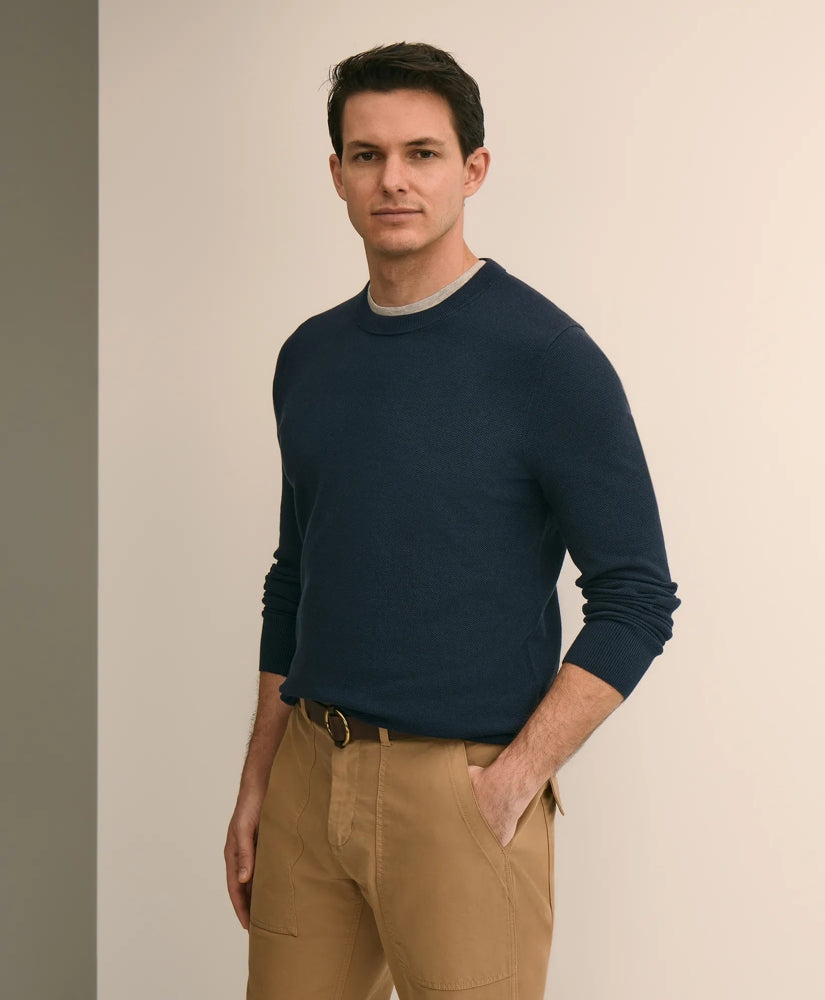 Supima® Cotton Pique Crewneck Sweater | Brooks Brothers on sale - US 1688