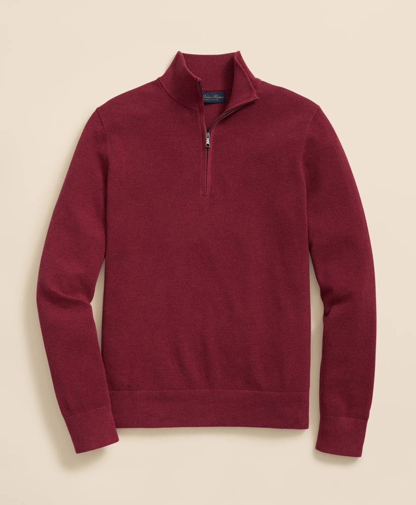 Supima® Cotton Pique Quarter-Zip Sweater | Brooks Brothers cheap - US 3933