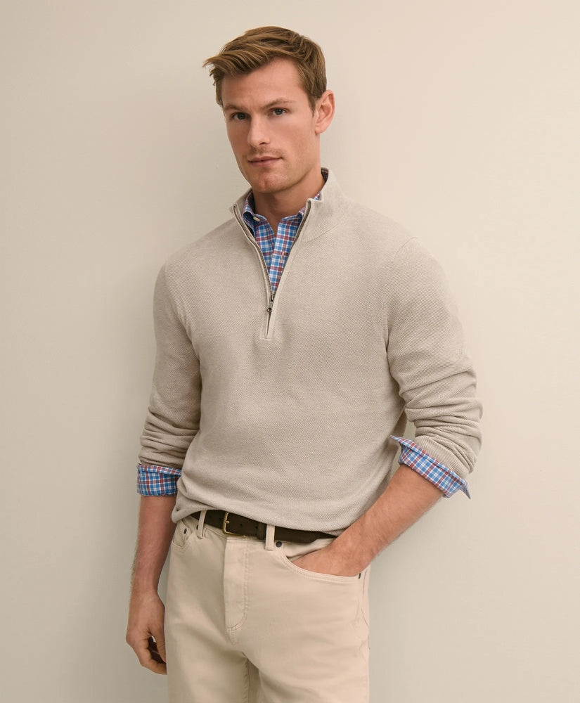 Supima® Cotton Pique Quarter-Zip Sweater | Brooks Brothers cheap - US 3933
