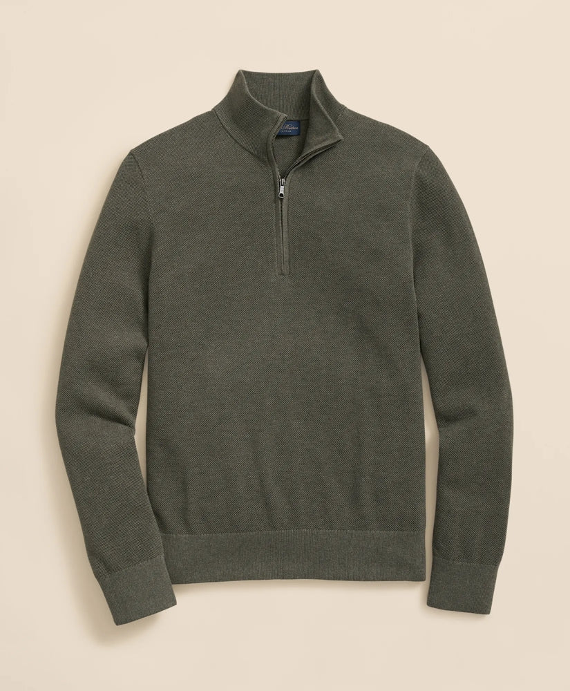 Supima® Cotton Pique Quarter-Zip Sweater | Brooks Brothers cheap - US 3933