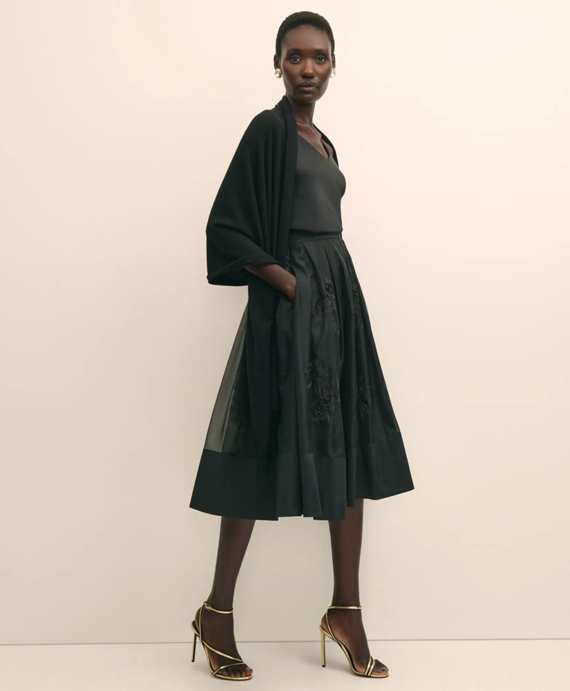 Taffeta Skirt With Embroidered Organza Overlay | Brooks Brothers sale