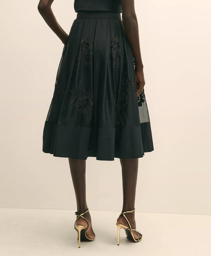 Taffeta Skirt With Embroidered Organza Overlay | Brooks Brothers sale