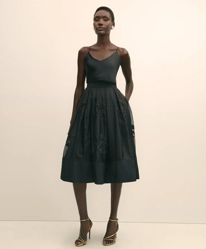 Taffeta Skirt With Embroidered Organza Overlay | Brooks Brothers sale