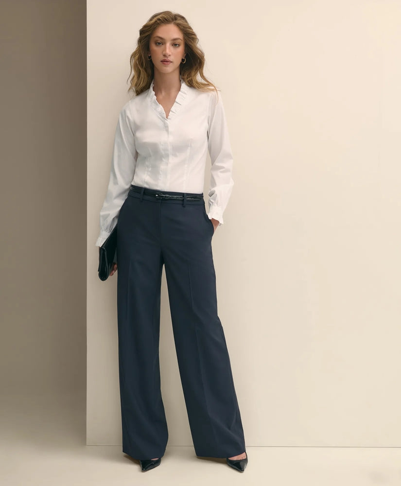 The Essentials Wide-Leg Trousers in Wool Blend | Brooks Brothers online shop - US 1265
