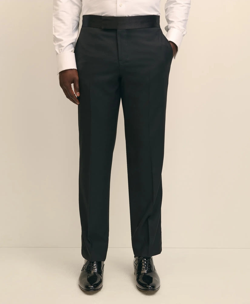Traditional Fit Merino Wool Twill 1818 Tuxedo Pants | Brooks Brothers on sale