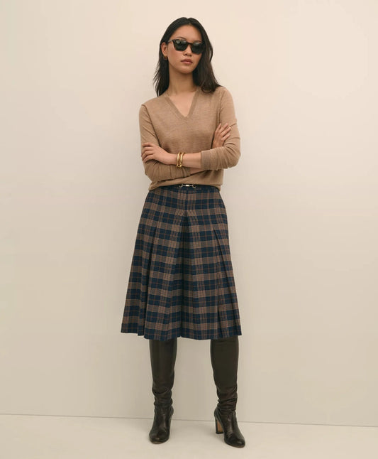 Twill Pleated Plaid Culottes | Brooks Brothers cheap