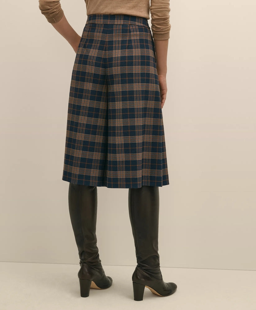 Twill Pleated Plaid Culottes | Brooks Brothers cheap