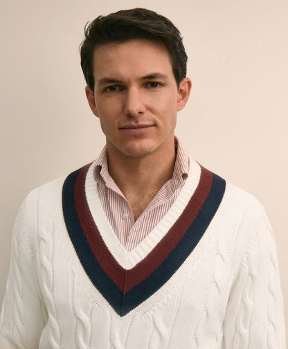 Vintage-Inspired Tennis V-Neck Sweater in Supima® Cotton | Brooks Brothers discount