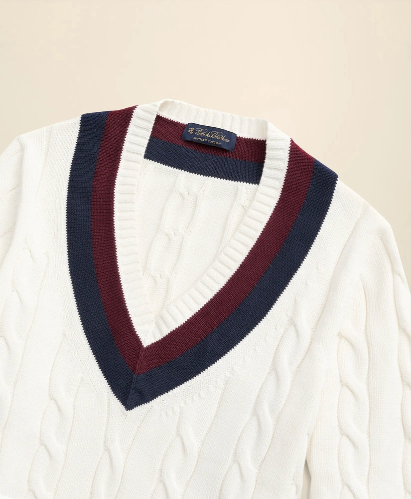 Vintage-Inspired Tennis V-Neck Sweater in Supima® Cotton | Brooks Brothers discount