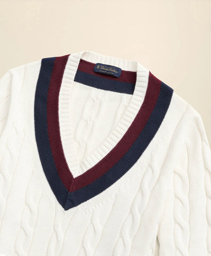 Vintage-Inspired Tennis V-Neck Sweater in Supima® Cotton | Brooks Brothers discount