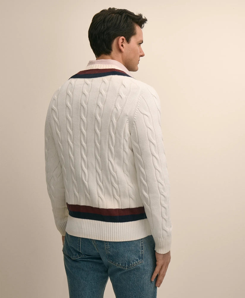 Vintage-Inspired Tennis V-Neck Sweater in Supima® Cotton | Brooks Brothers discount