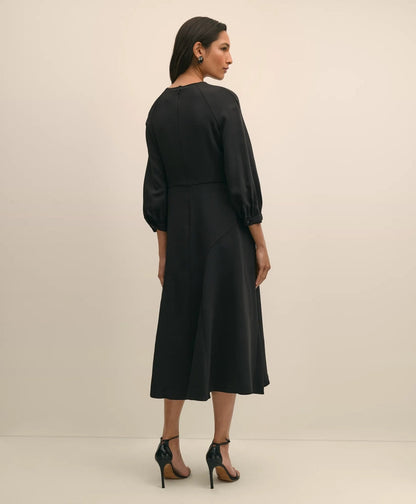 Viscose Blend Shirred-Sleeve Dress | Brooks Brothers discount