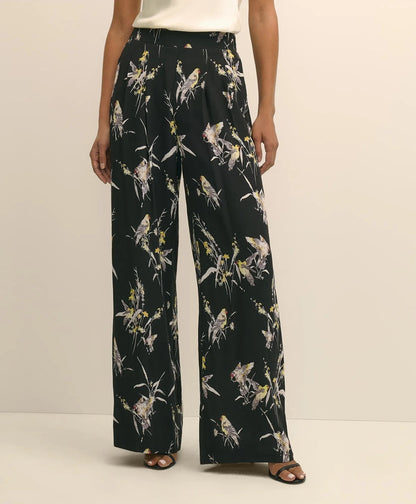 Easy Fit, Elastic Back Wide-Leg Soft Bird Print Pants | Brooks Brothers on sale