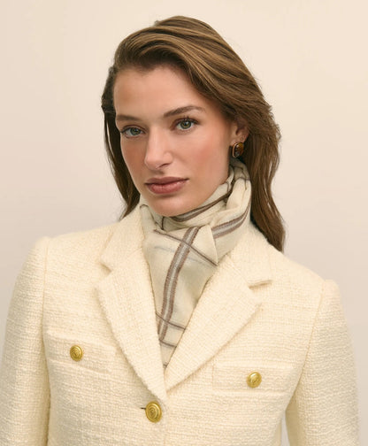 Viscose-Wool-Silk Blend Shimmer Plaid Scarf | Brooks Brothers online shop
