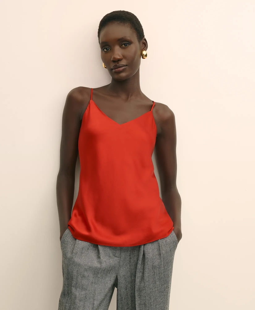 V-Neck Cami in Washable Silk Charmeuse | Brooks Brothers for sale - US 6475
