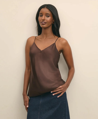 V-Neck Cami in Washable Silk Charmeuse | Brooks Brothers for sale - US 6475