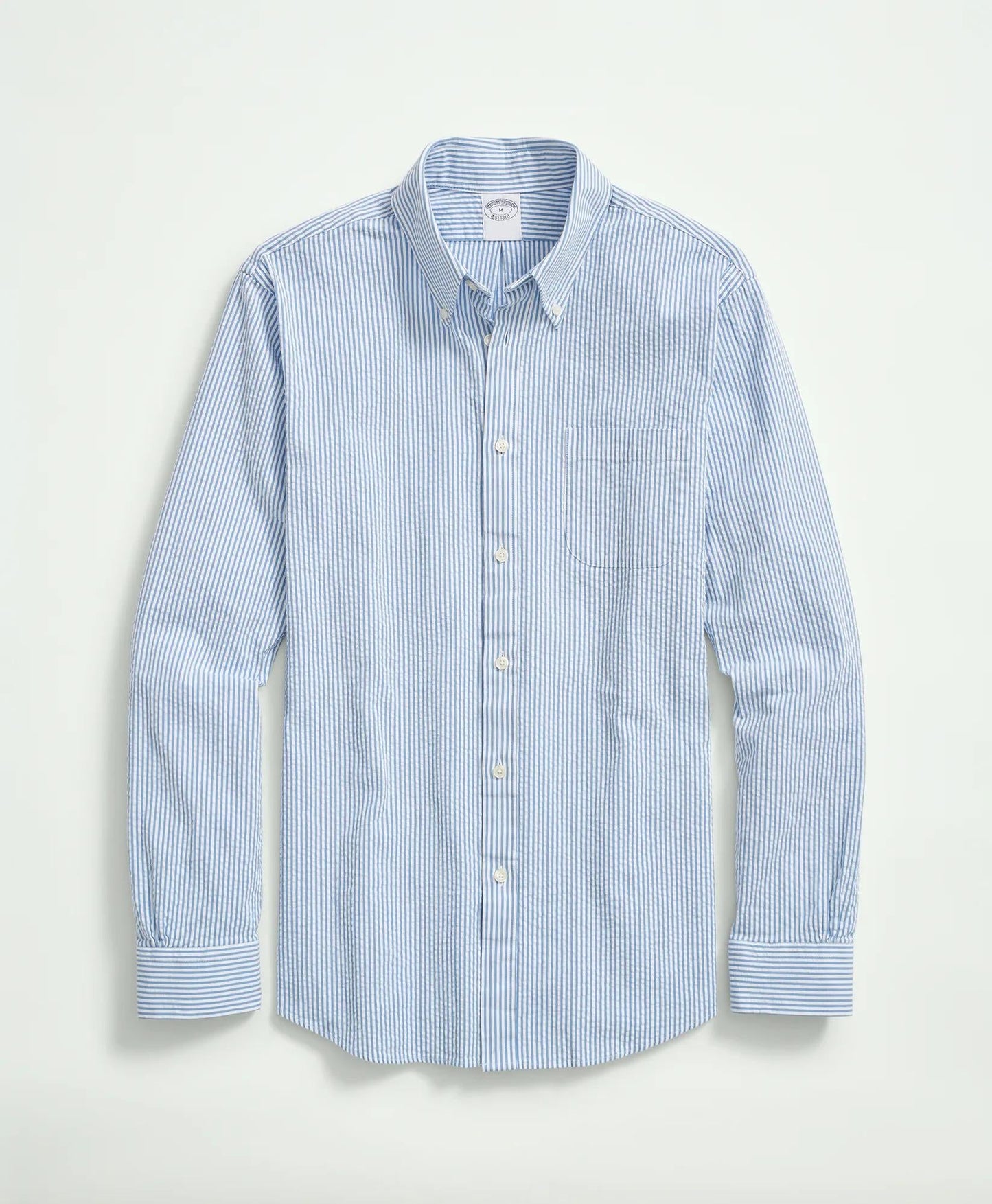 Washed Cotton Seersucker Button-Down Collar, Stripe Sport Shirt | Brooks Brothers cheap