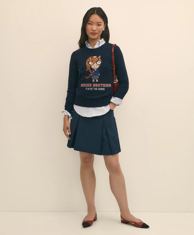 Women's Lunar New Year Merino-Wool-Blend Intarsia Crewneck Sweater | Brooks Brothers cheap