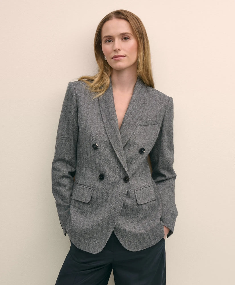 Wool-Blend Double-Breasted Herringbone Jacket | Brooks Brothers sale
