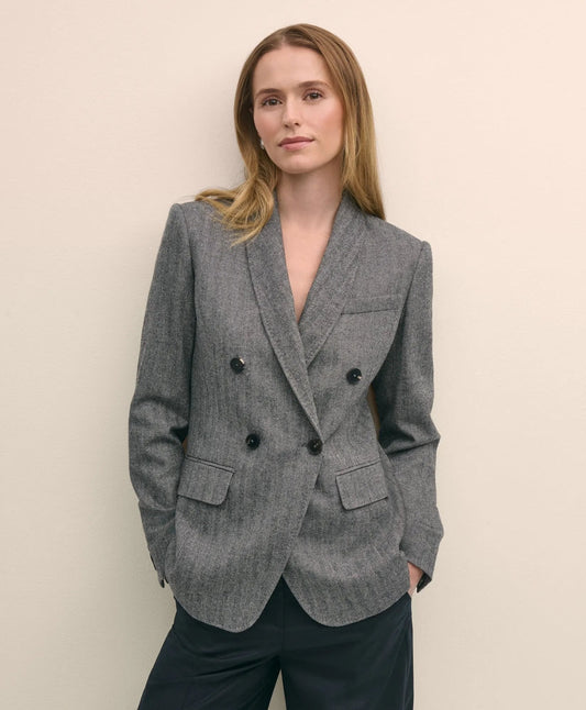 Wool-Blend Double-Breasted Herringbone Jacket | Brooks Brothers sale